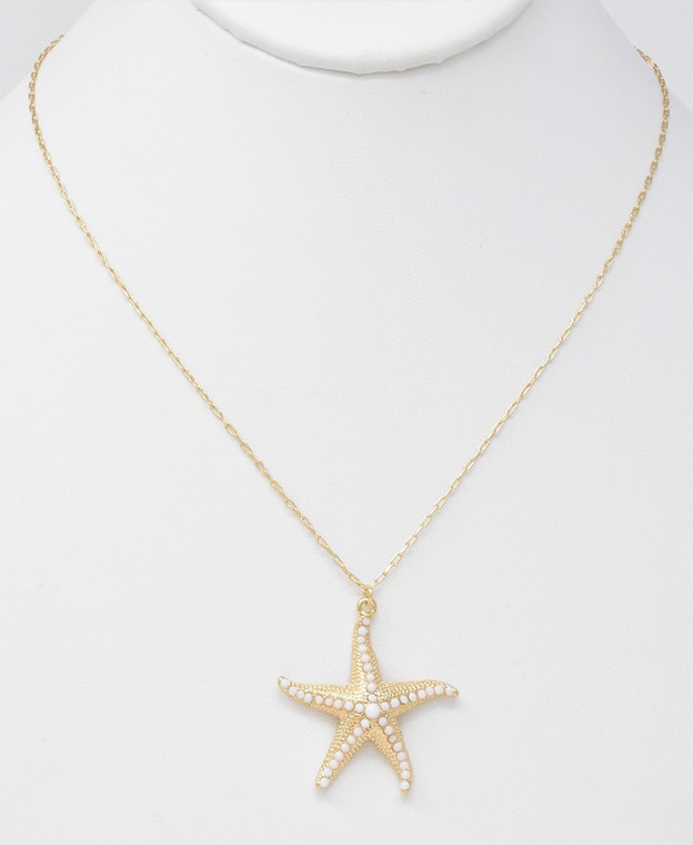Link chain 18" chain with enamel starfish necklace