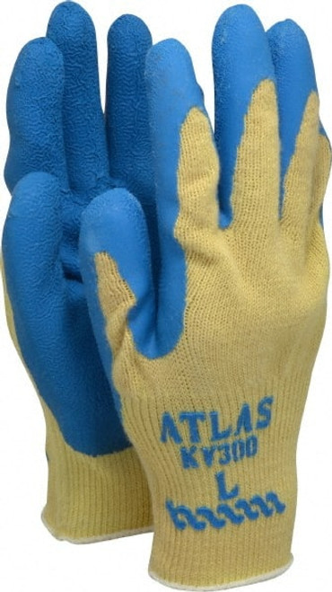 Cut & Abrasion-Resistant Gloves: Size L, ANSI Cut A3, Rubber, Kevlar