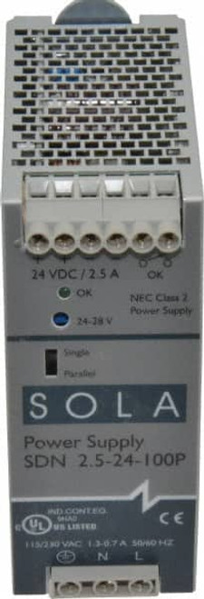 60 Watt, 2.50 Amp, 230 VAC Input, 24 VDC Output, DIN Rail Power Supply