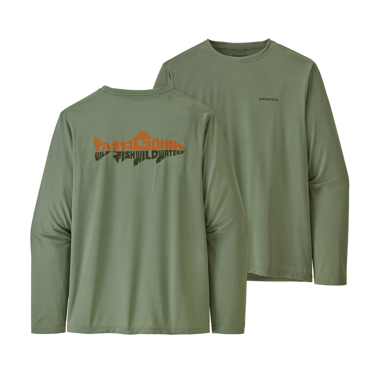 Patagonia Mens Yellow Long Sleeve Crew Neck Pullover T-Fishing