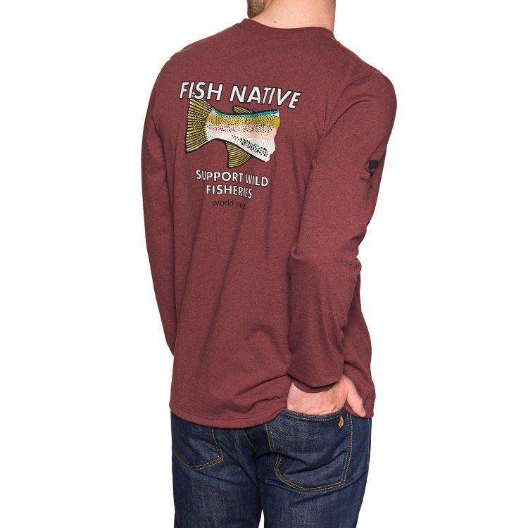 M's Longsleeve Fish Native World Trout Responsibili-Tee - Black Mingo