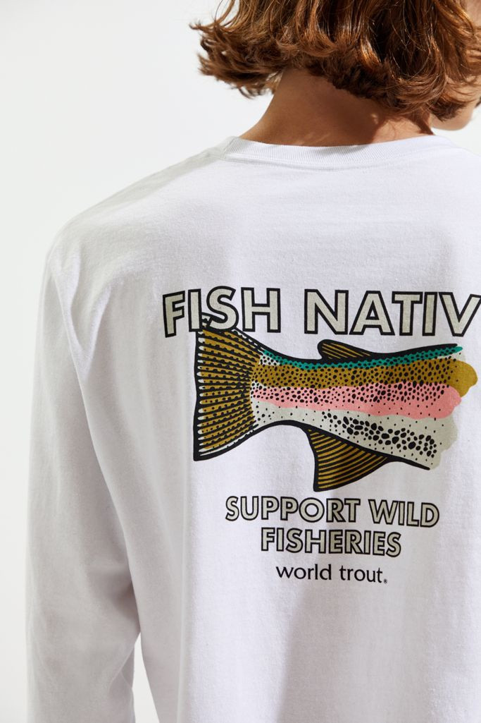 M's Longsleeve Fish Native World Trout Responsibili-Tee - Black Mingo
