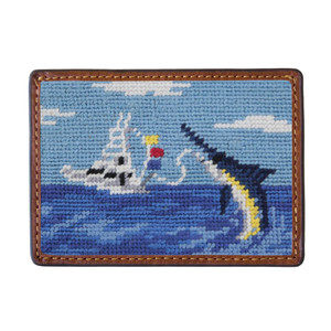 Offshore Fishing Needlepoint Card Wallet