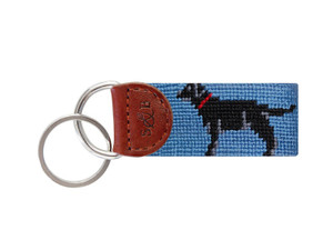 Black Lab Walking Needlepoint Key Fob