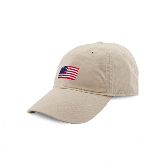 American Flag Needlepoint Hat - Stone