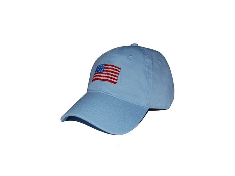 American Flag Needlepoint Hat - Sky Blue