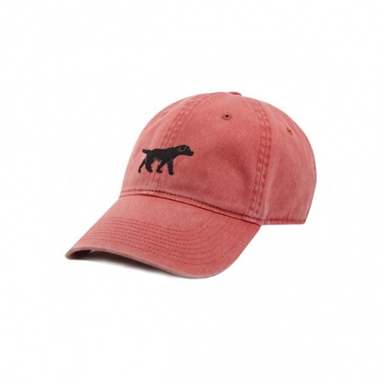 Black Lab Walking Nantucket Red Needlepoint Hat