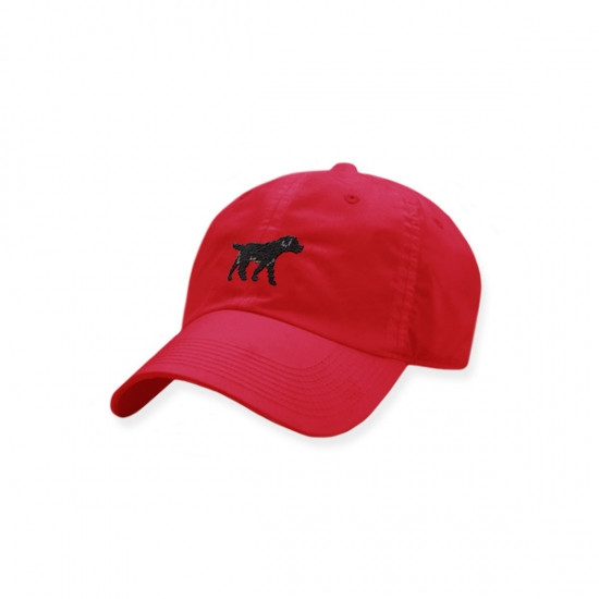 Black Lab Walking Needlepoint Performance Hat - Sunday Red