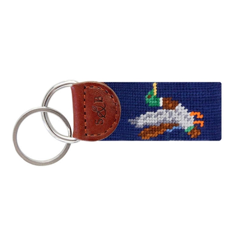 Mallard Needlepoint Key Fob - Classic Navy