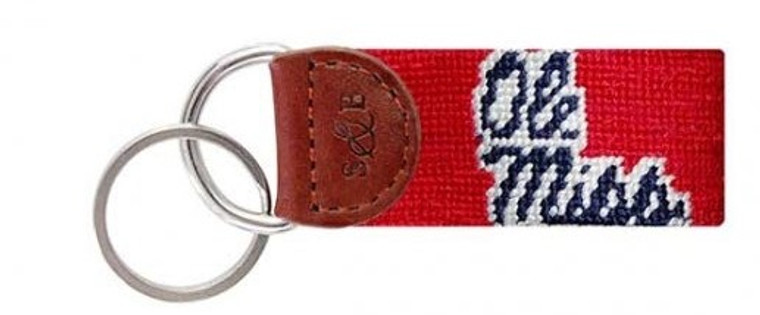Ole Miss Needlepoint Key Fob - Red