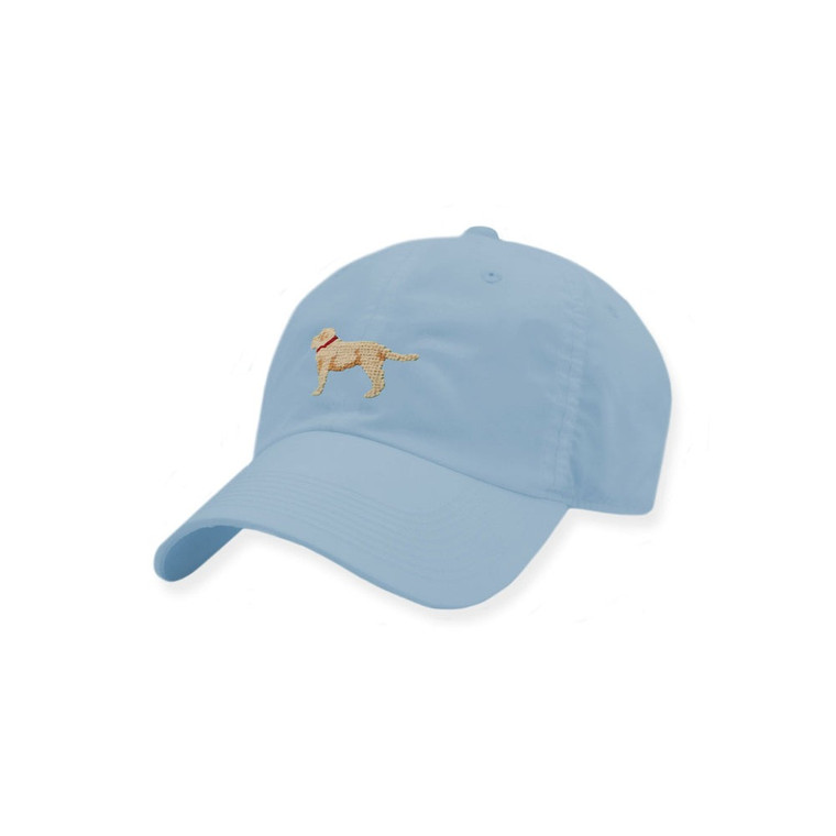 Yellow Lab Needlepoint Performance Hat - Sky Blue