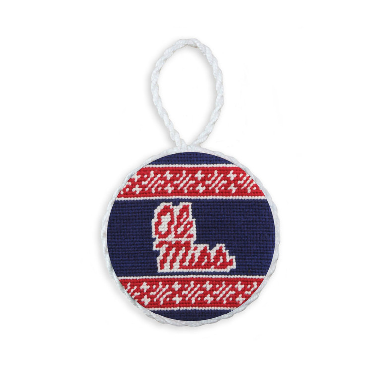 Ole Miss Fairisle Needlepoint Ornament