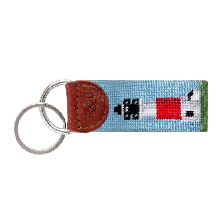 Lighthouse Scene Needlepoint Key Fob