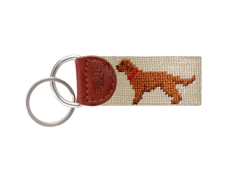 Chocolate Lab Needlepoint Key Fob