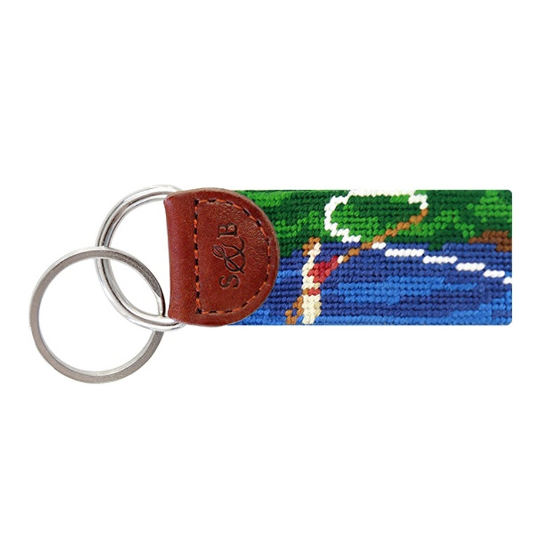 Fly Fishing Needlepoint Key Fob