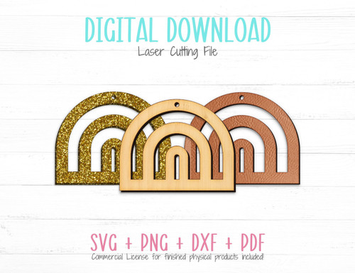 Rainbow Earrings SVG Template File for Cutting Leather, Wood, or Acrylic