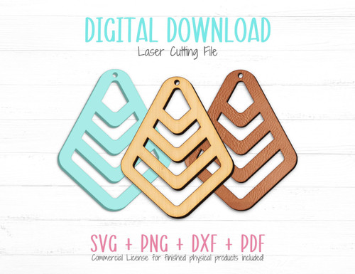 Chevron Lines Earrings SVG Cut Template File for Cutting Leather, Wood, or Acrylic