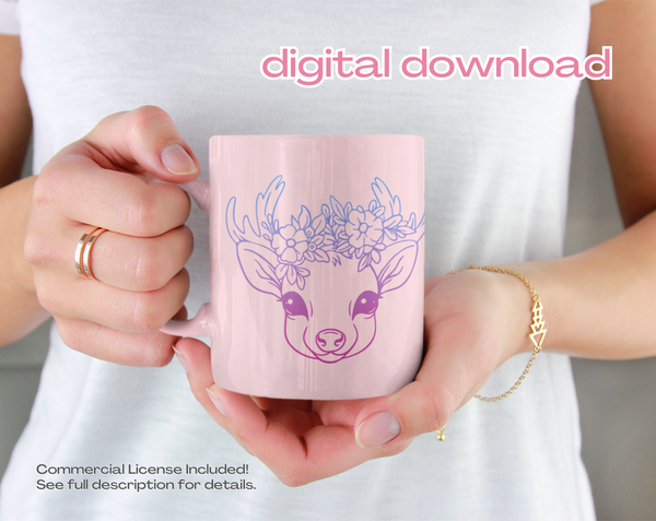 Deer with Flower Crown SVG for Crafts