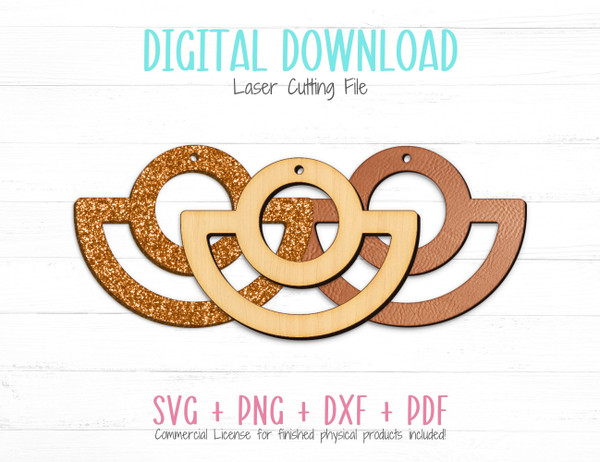 Macramé Loop Earrings SVG Cut Template File for Cutting Leather, Wood, or Acrylic