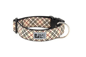 Wide Clip Collar - Tan Tartan