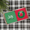 Joy and Wreath tin on grey tray