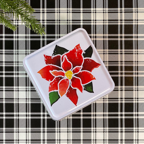 Six ounce poinsettia holiday tin