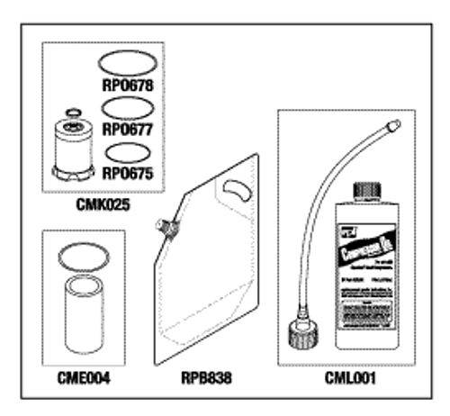 RPI Midmark Lubricated Compressor PM Kit (OEM #77001633), CMK158