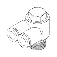 RPI Air Techniques Dental Compressor Branch Elbow (1/4" Push-In x 1/4" MPT) (OEM #56192), RXF025