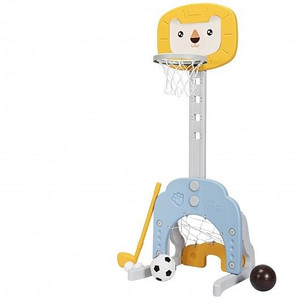 3-in-1 Adjustable Kids Basketball Hoop Sports Set-Yellow B593-TY327812