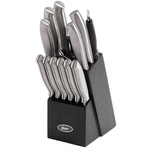 Oster Edgefield 14 Piece Stainless Steel Cutlery Knife Set with Black Knife Block D970-111913.14 Oster Edgefield 14 Piece Stainless Steel Cutlery Knife Set with Black Knife Block D970-111913.14