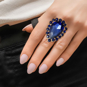 Navy Teardrop Cocktail Ring T226-9485285851455