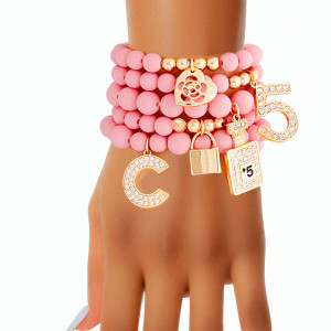 Matte Pink No. 5 Boutique Charm Bracelets T226-9485342310719