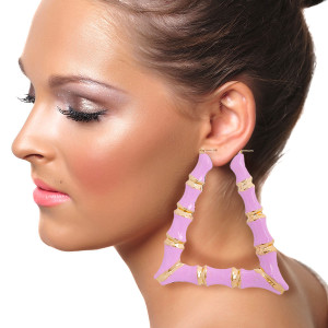 Pink Lavender Trapezoid Bamboo Hoops T226-9485676216639