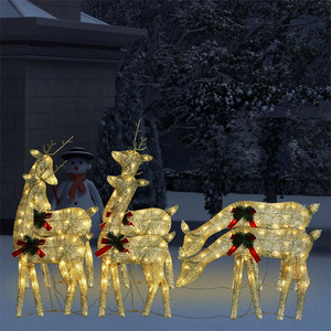 vidaXL Christmas Reindeer Set of 6 Gold Fabric, Steel Medium A949-3154246 vidaXL Christmas Reindeer Set of 6 Gold Fabric, Steel Medium A949-3154246
