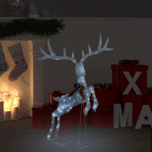 Christmas Flying Reindeer White and silver Fabric Large A949-329769 Christmas Flying Reindeer White and silver Fabric Large A949-329769