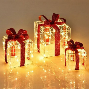 3 Pieces Christmas Lighted Gift Boxes Decorations with 60 LED Lights for Indoor and Outdoor B593-EU10020US 3 Pieces Christmas Lighted Gift Boxes Decorations with 60 LED Lights for Indoor and Outdoor B593-EU10020US