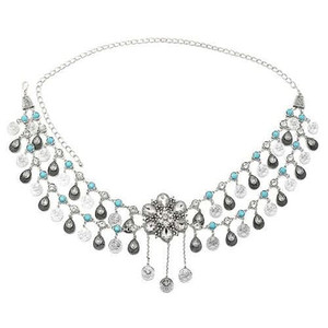 Bohemian Coins Tassel Crystal Flower Belly Chain Retro Ethnic Style Wholesale Waist Chain Jewelry - A392-tboc0057