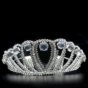 LO2108 - Imitation Rhodium Brass Tiaras & Hair Clip with Top Grade Crystal  in Clear A874-LO2108