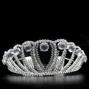 LO2108 - Imitation Rhodium Brass Tiaras & Hair Clip with Top Grade Crystal  in Clear A874-LO2108