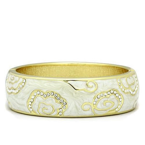 LO2131 - Flash Gold White Metal Bangle with Top Grade Crystal  in Clear A874-LO2131