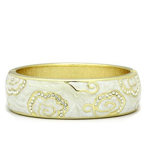 LO2131 - Flash Gold White Metal Bangle with Top Grade Crystal  in Clear A874-LO2131