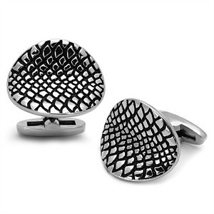 TK1258 - High polished (no plating) Stainless Steel Cufflink with Epoxy  in Jet A874-TK1258