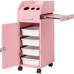 Hair Salon Storage Cart with Wheels & 3 Hair Dryer Holders & 4 Drawers & Lock & 2 Keys, Hairdressin T575-S0671389720