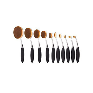 Colors: BLACK - SILVER - Beauty Experts Set of 10 Oval Beauty Brushes K290-47346728927505 Colors: BLACK - SILVER - Beauty Experts Set of 10 Oval Beauty Brushes K290-47346728927505