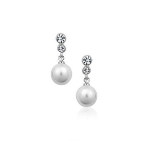 Cubic Zirconia Dangling Pearl Fashion Platinum Plated Earrings A392-rgea0284 Cubic Zirconia Dangling Pearl Fashion Platinum Plated Earrings A392-rgea0284