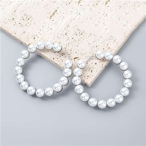Glistening Round Shape Artificial Pearl Minimalist Wholesale Jewelry Huggie Earrings - Silver A392-fear6884 Glistening Round Shape Artificial Pearl Minimalist Wholesale Jewelry Huggie Earrings - Silver A392-fear6884