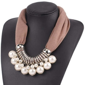 Elegant Pearl Pendant Women Short Style Graceful Fashion Scarf Necklace - Brown A392-fasn0519 Elegant Pearl Pendant Women Short Style Graceful Fashion Scarf Necklace - Brown A392-fasn0519
