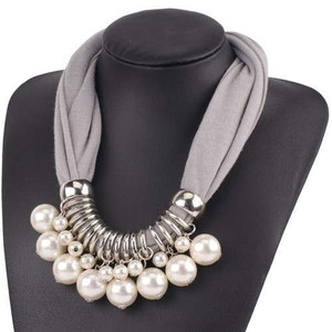 Elegant Pearl Pendant Women Short Style Graceful Fashion Scarf Necklace - Gray A392-fasn0514 Elegant Pearl Pendant Women Short Style Graceful Fashion Scarf Necklace - Gray A392-fasn0514