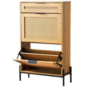 Rattan Shoe Cabinet, Narrow Shoe Storage Organizer with 2 Flip Rattan Drawers & 1 Slide Drawer, Met E415-FCTBXJ2C1XC2OJCICV0 Rattan Shoe Cabinet, Narrow Shoe Storage Organizer with 2 Flip Rattan Drawers & 1 Slide Drawer, Met E415-FCTBXJ2C1XC2OJCICV0