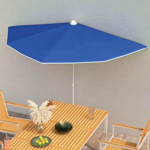 Garden Parasol Azure Blue 100% polyester, steel 70.9 x 35.4 in A949-315566